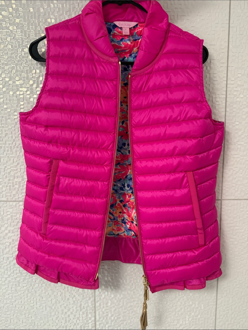 Lilly Pulitzer Hot Pink Quilted Puffer Vest